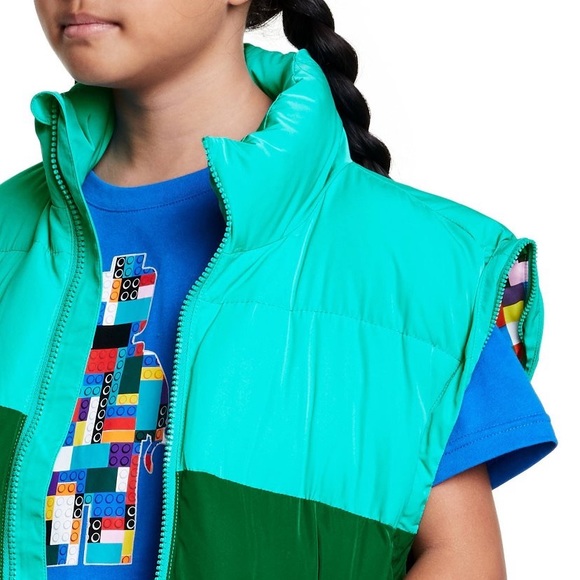 Large LEGO X Target Youth Color Block Puffer Jacket Coat New NWT Green &… - Picture 5 of 14